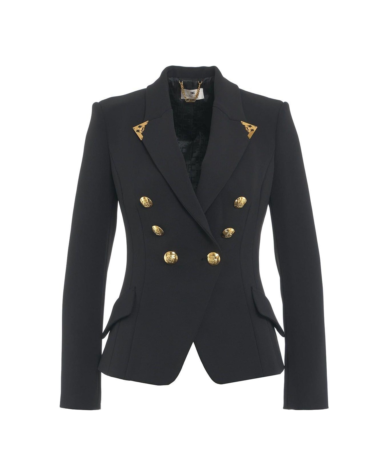 Elisabetta Franchi Stretch Crêpe Double-breasted Jacket - Black