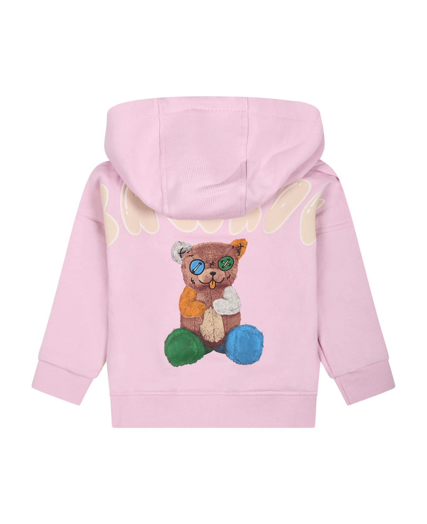 Barrow Pink Sweatshirt For Baby Girl With Logo And Bear - Pink