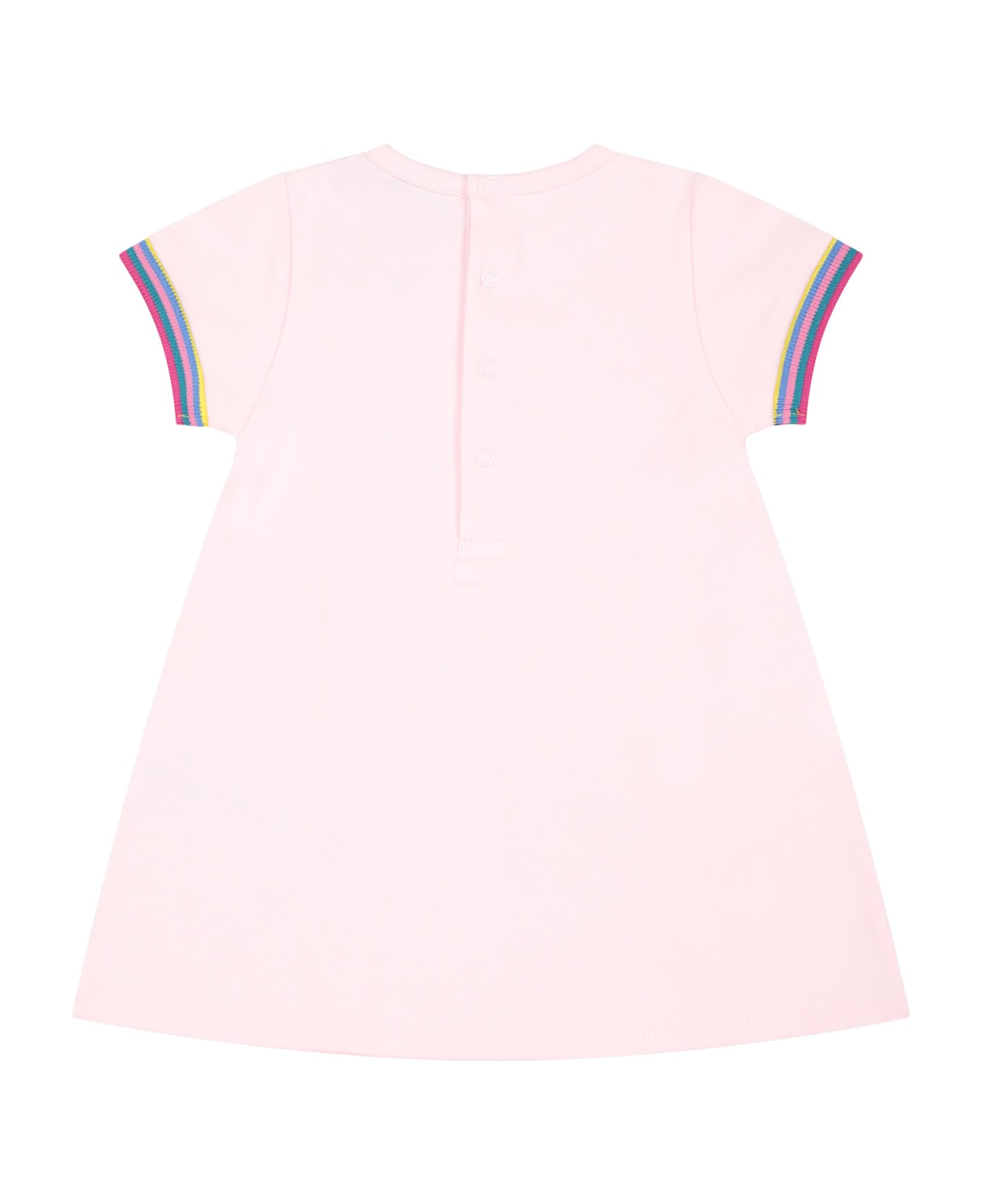 Marc Jacobs Pink Dress For Baby Girl With Bag Print And Logo - Pink