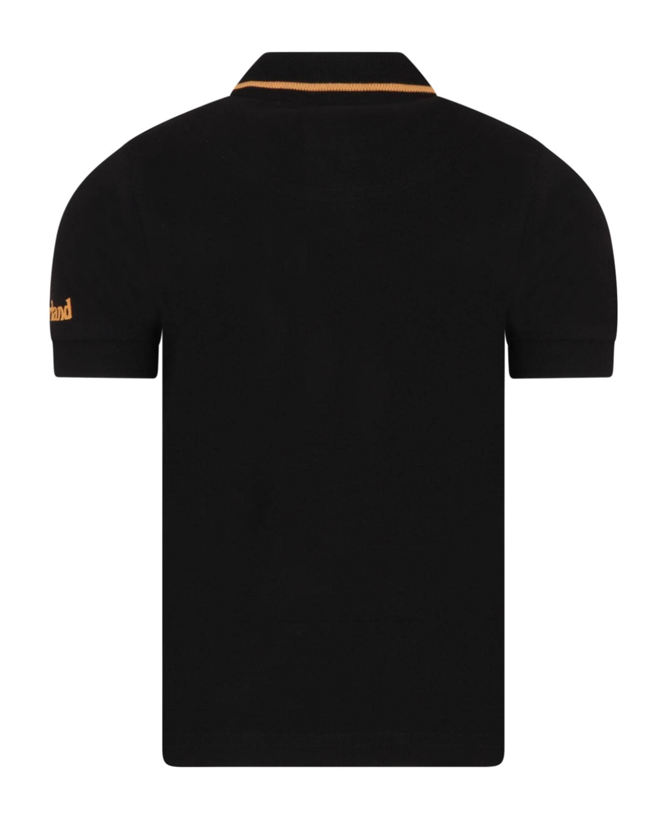 Timberland Black Polo Shirt For Boy With Patch Logo - Black