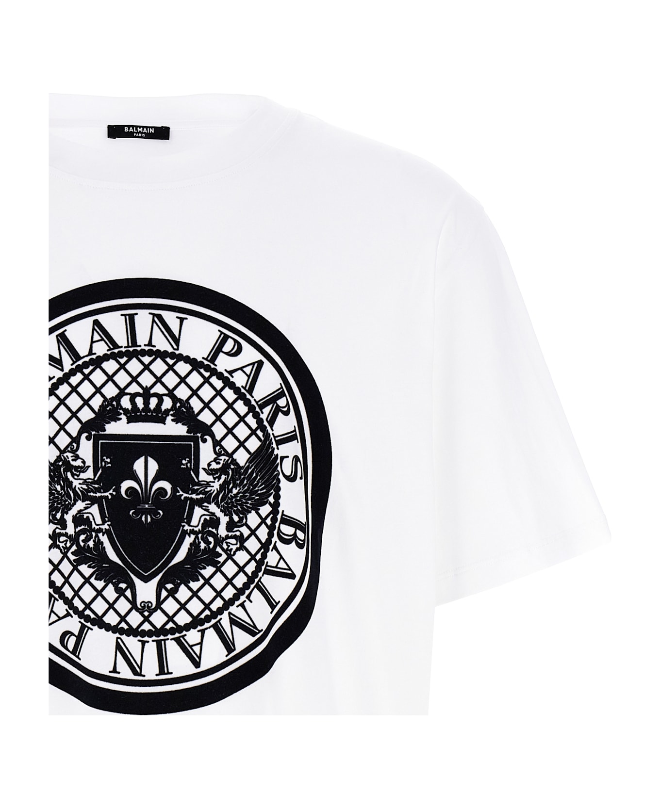 Balmain Velvet Logo T-shirt - White/Black