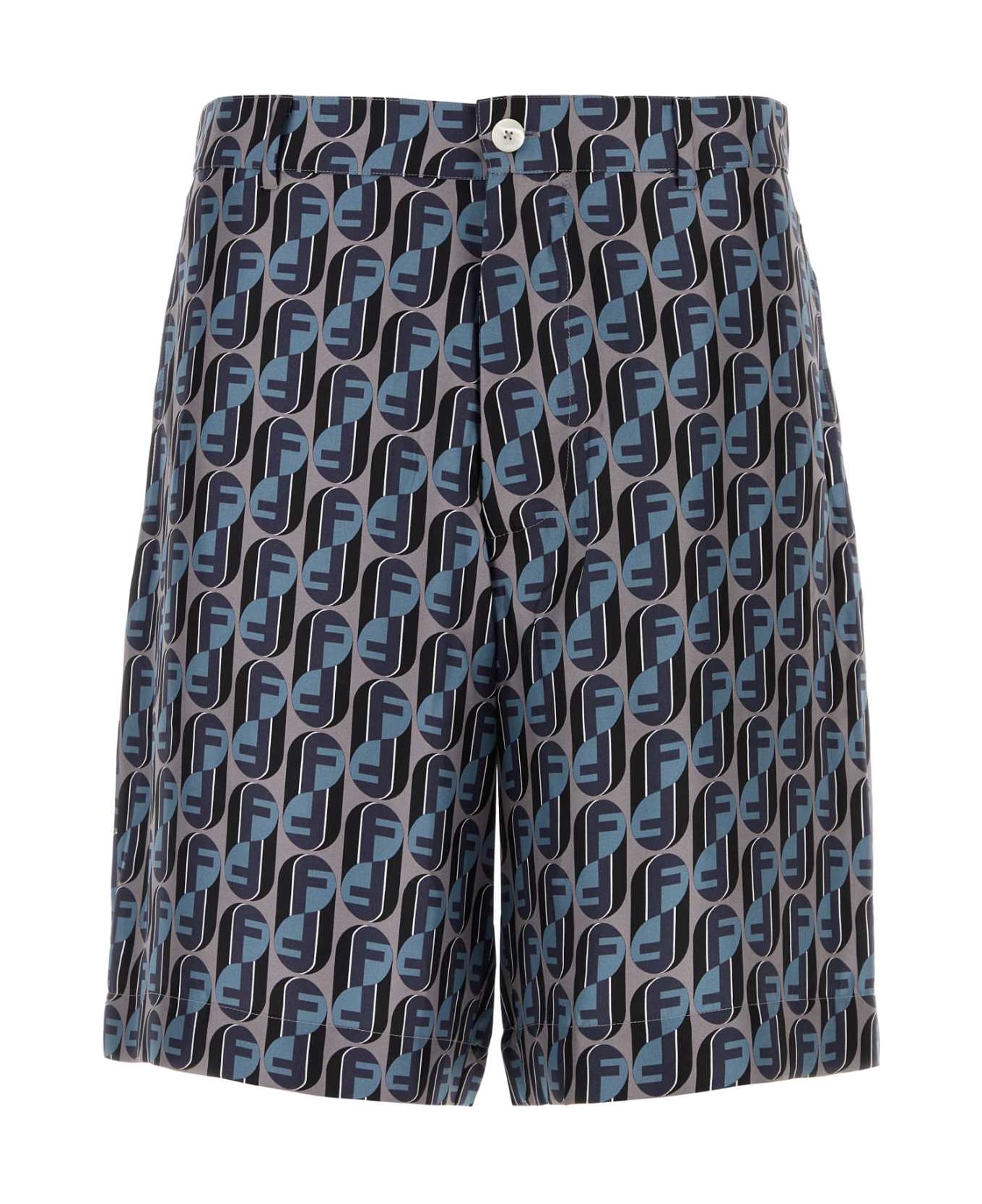 Fendi Printed Silk Bermuda Shorts - FLANNEL AVIO