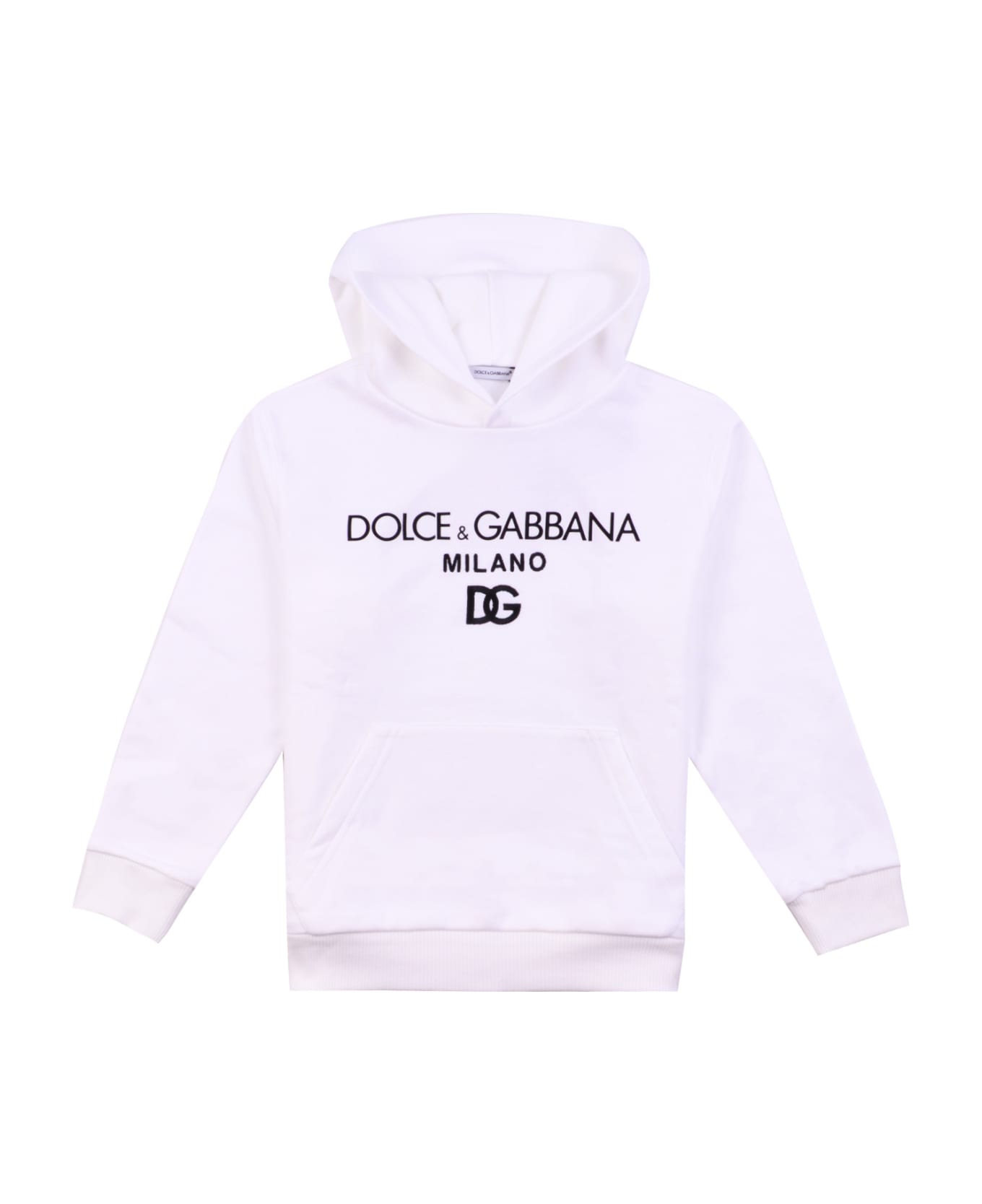 Dolce & Gabbana Hooded Sweatshirt With Logo Print - White