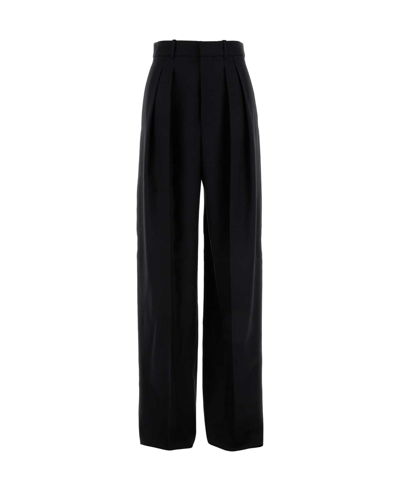 Saint Laurent Black Wool Wide-leg Pant - NOIR