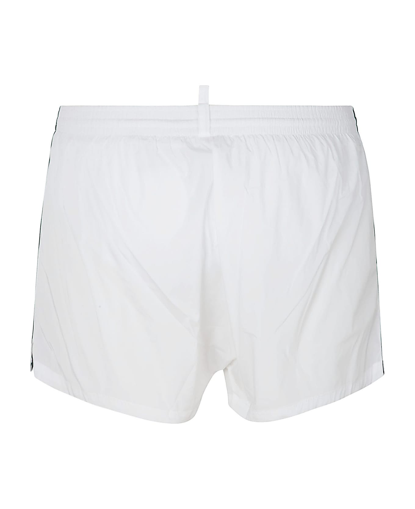 Dsquared2 Stripe Sided Logo Detail Swim Shorts - White ショートパンツ