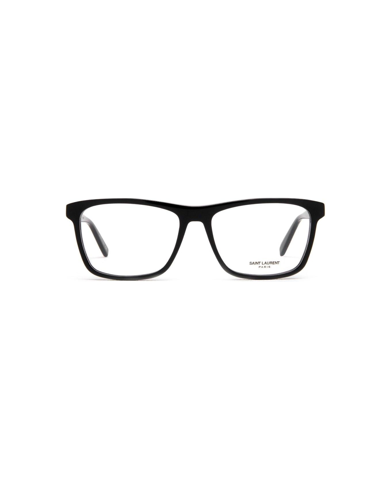 Saint Laurent Eyewear Square Frame Glasses - 001 black black transpare