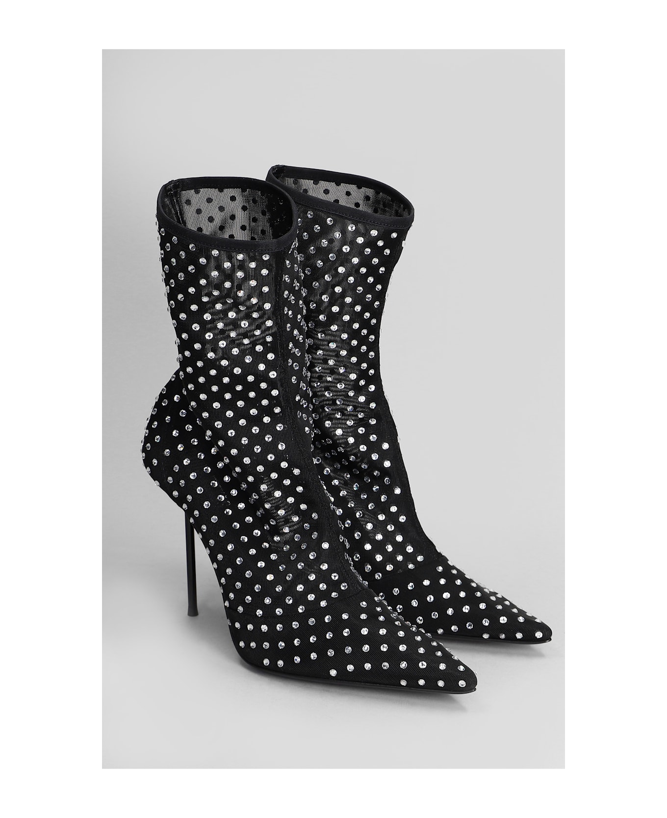 Paris Texas Lidia High Heels Ankle Boots In Black Fabric - black