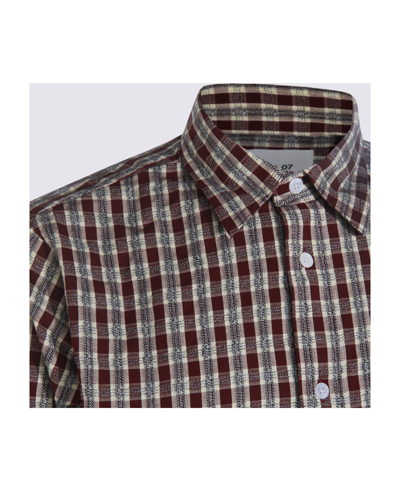NN07 Red Cotton Shirt - WINE CHECK