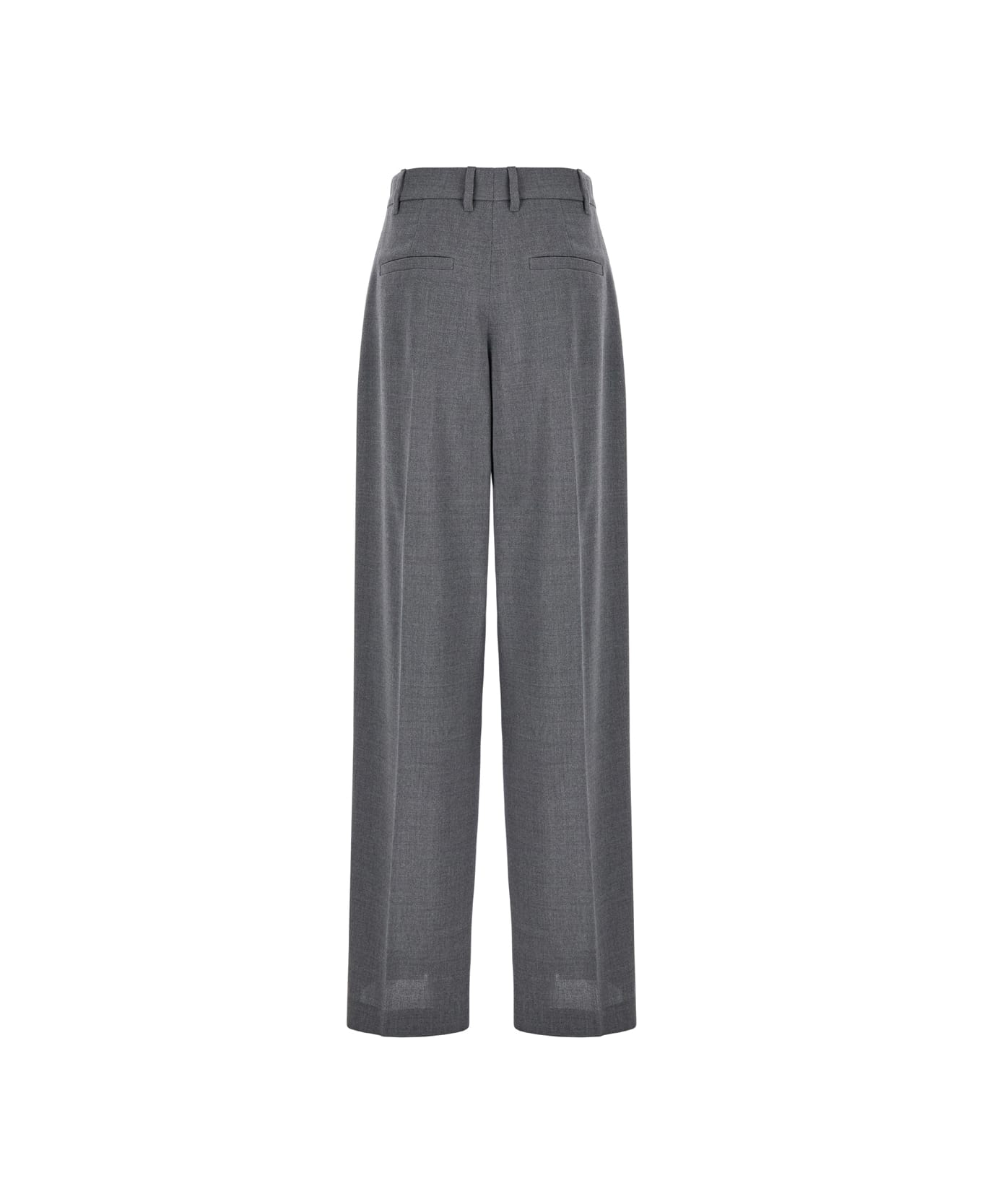 Brunello Cucinelli Grey Pants With Belt Loops In Wool Woman - Grey