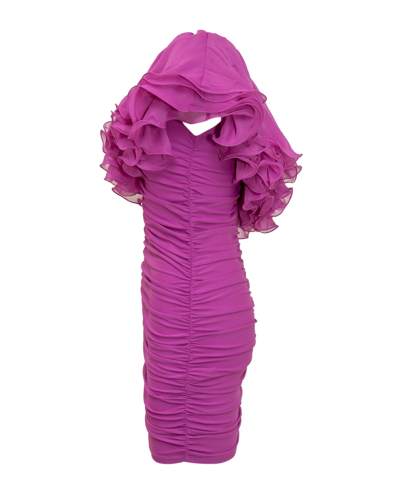 Rotate by Birger Christensen Chiffon Asymmetric Dress - PURPLE CACTUS FLOWER