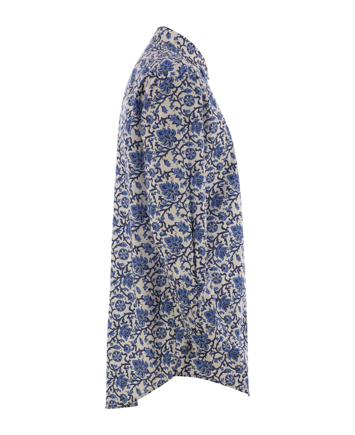 MC2 Saint Barth Brigitte - Shirt With Flower Pattern - Blue
