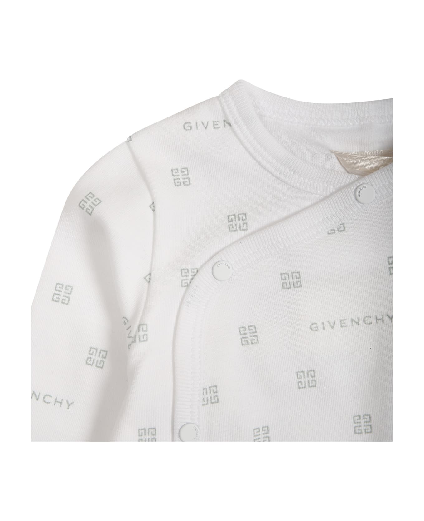 Givenchy White Onesie For Babies With Logo - White ボディスーツ＆セットアップ