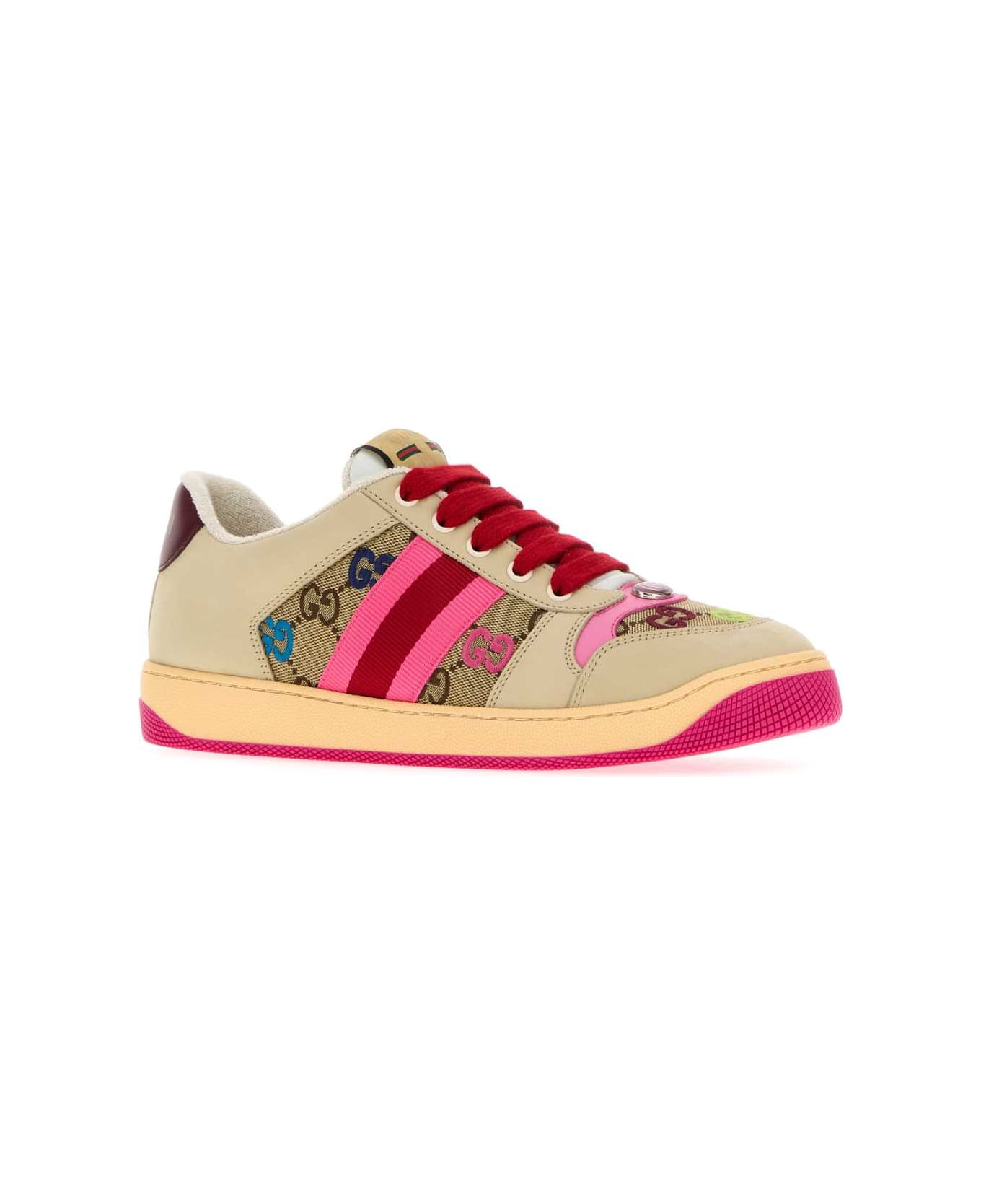 Gucci Multicolor Fabric And Leather Sneakers - MULTI