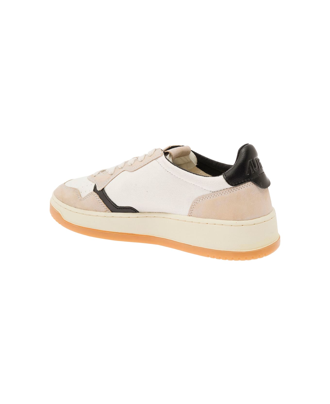 Autry 'medalist Canvas' Multicolor Low Top Sneakers With Suede Insert In Canvas Man - White スニーカー