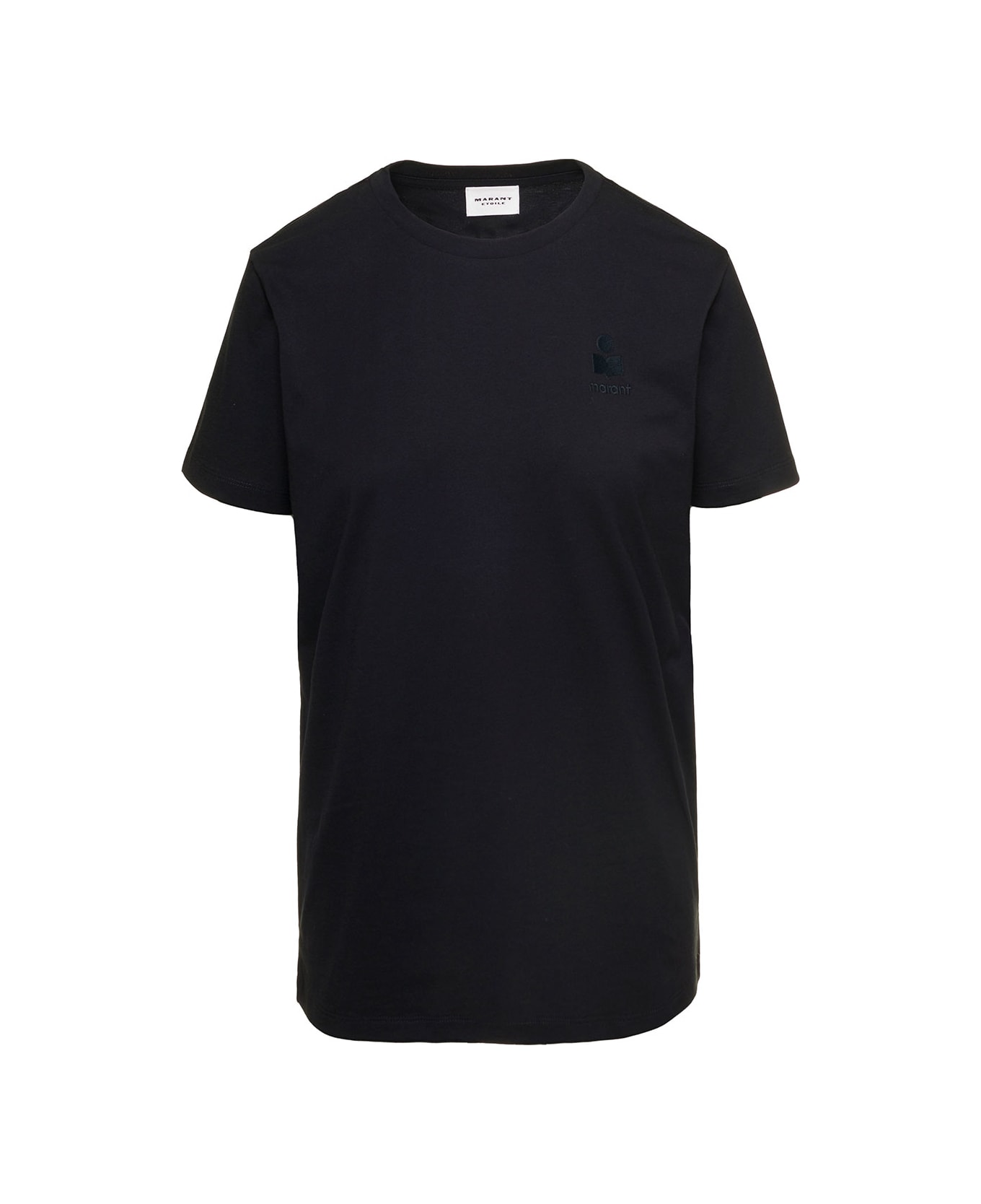Marant Étoile Black Crewneck T-shirt With Logo Embroidery In Cotton Woman Isabel Marant Etoile - Black