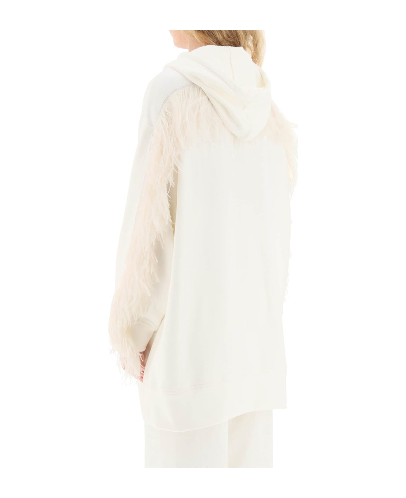N.21 Oversized Hoodie With Feathers - ECRU (White) フリース