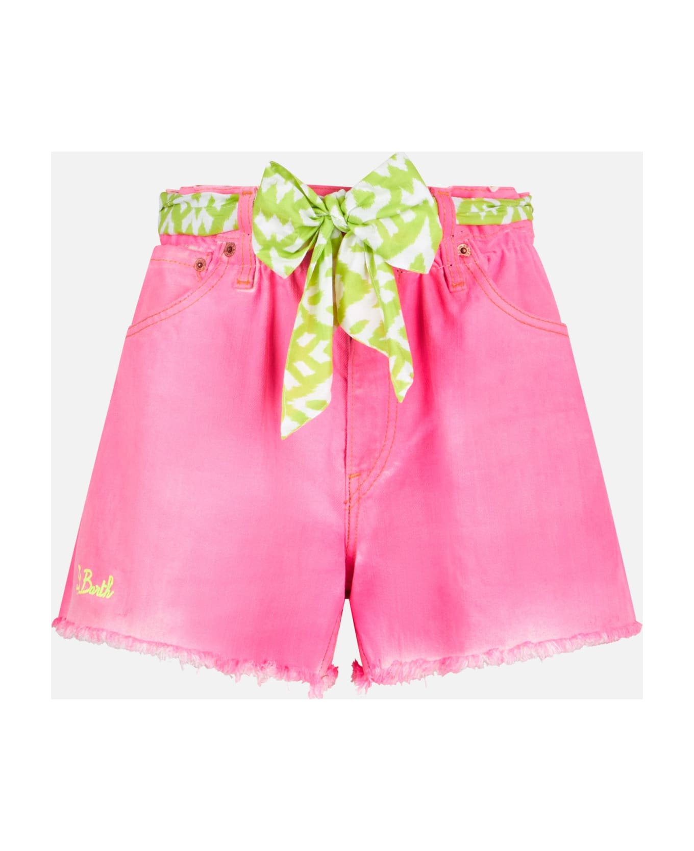 MC2 Saint Barth Woman Upcycled Pink Denim Shorts With Embroidery - PINK
