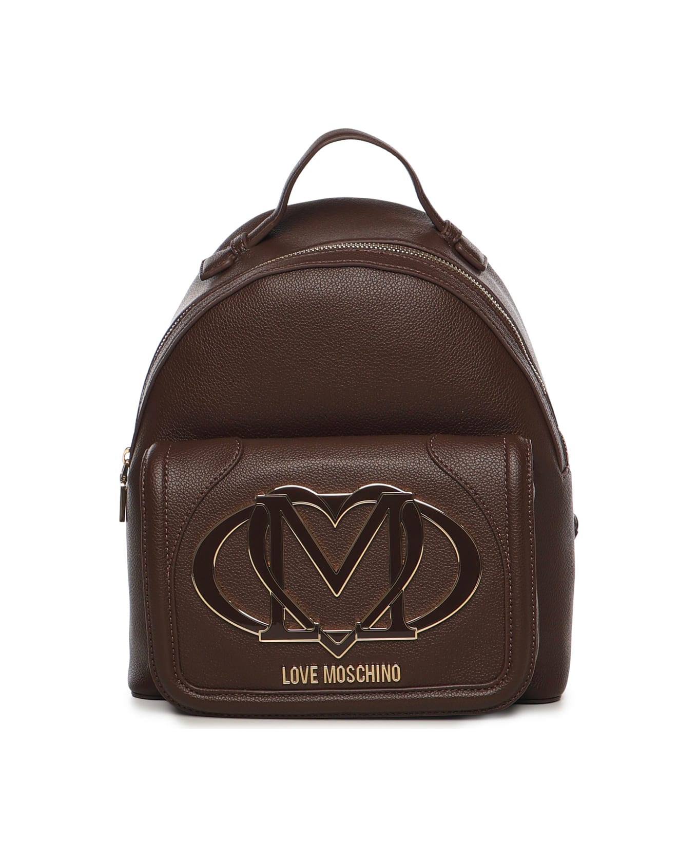 Love Moschino Backpack With Maxi Logo - DARK BROWN