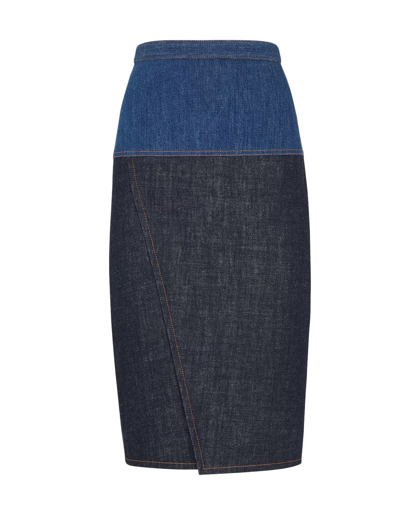 Fendi Bicolor Denim Skirt - Blue