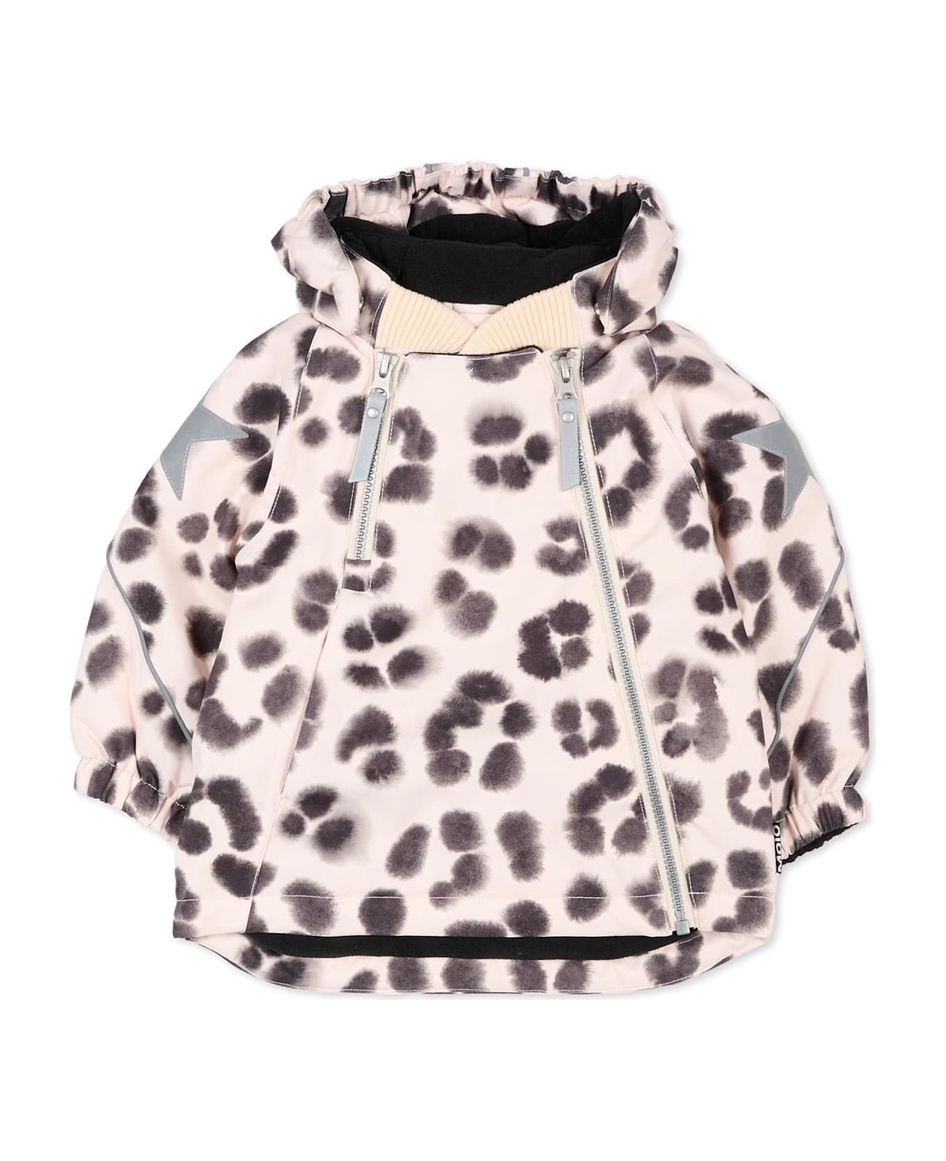 Molo Beige Down Snow Jacket For Baby Girl With Print - Beige