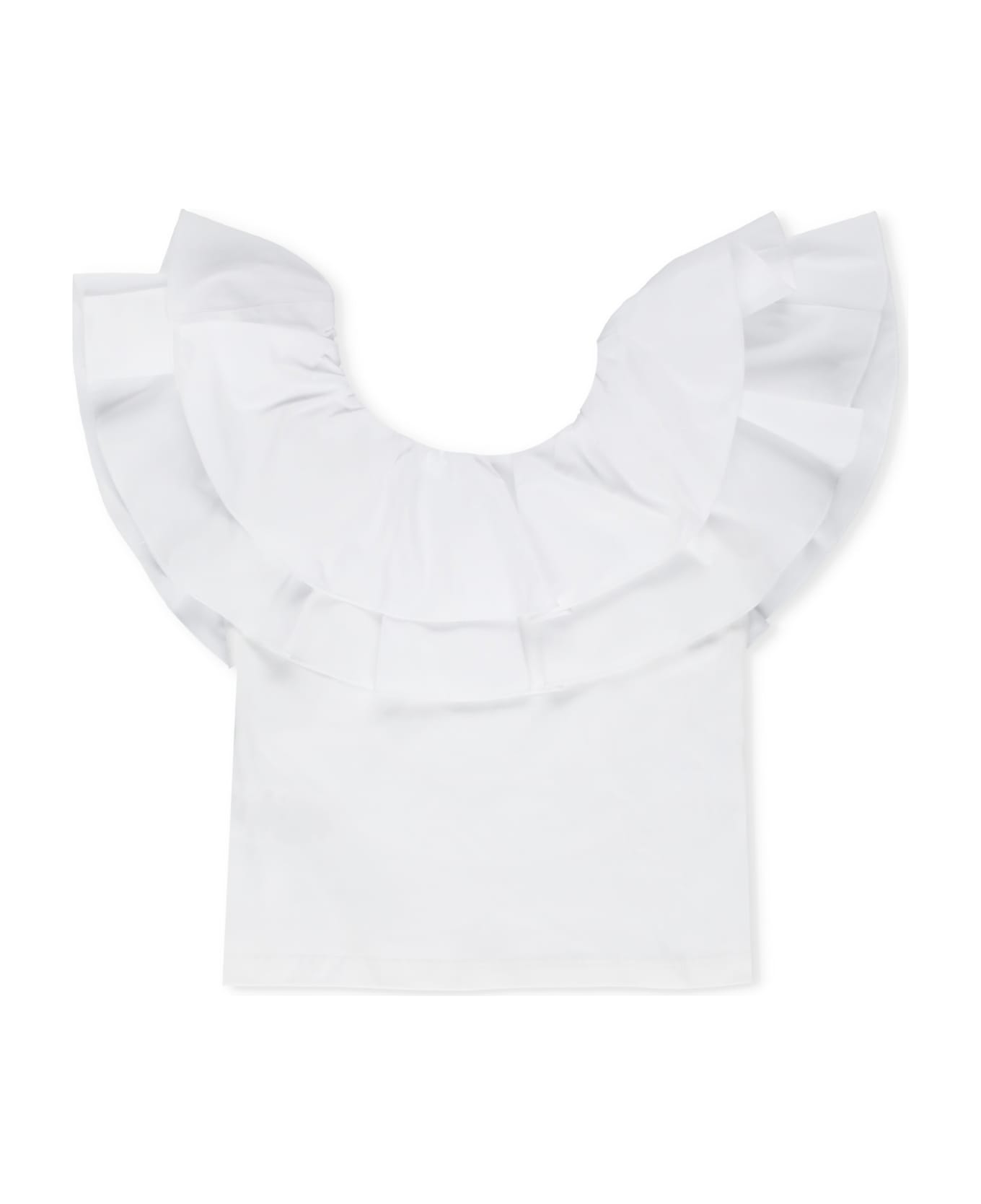 MSGM Top With Ruffles - Bianco トップス