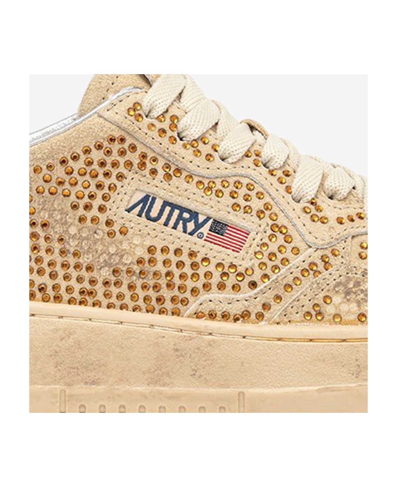 Autry Medalist Low Crystal Sneakers - Beige