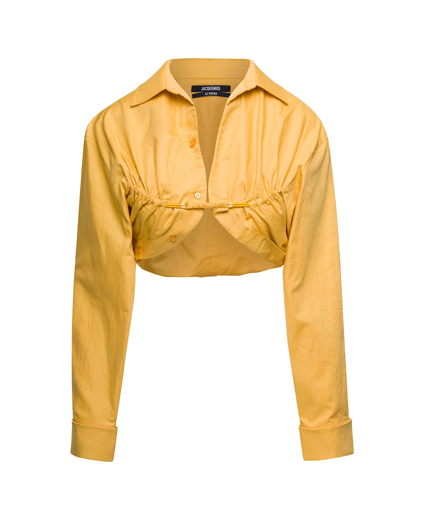 Jacquemus 'la Chemise Machou' Yellow Bolero Shirt In Cotton Blend Woman - Yellow