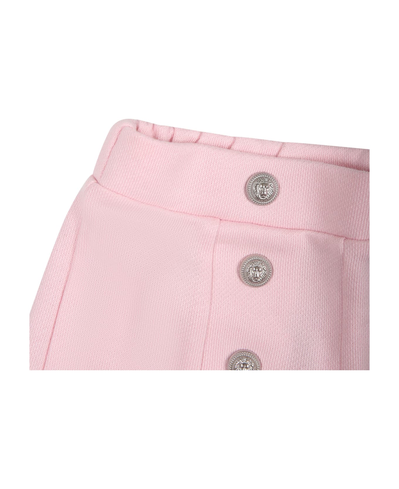 Balmain Pink Shorts For Baby Girl With Silver Buttons - Pink ボトムス
