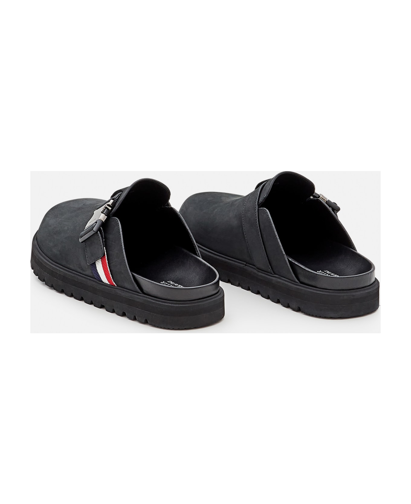 Moncler "mon Mule" Slides Leather Shoes - Black