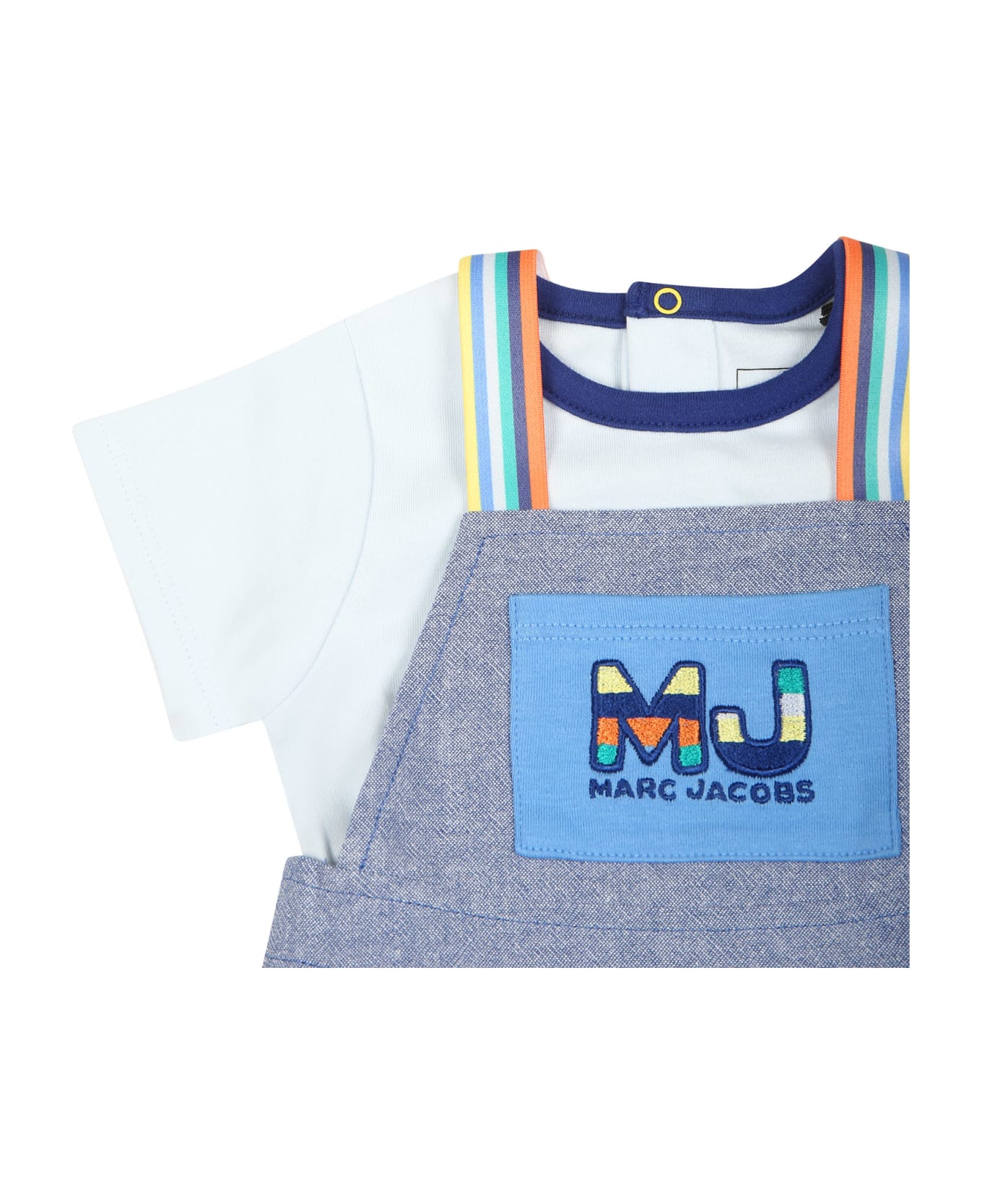 Marc Jacobs Light Blue Suit For Baby Boy With Logo - Denim コート＆ジャケット