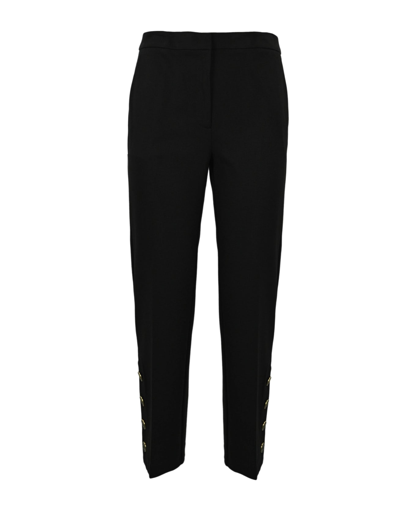 TwinSet Cropped Trousers With Logoed Buttons - Talpa/Nero