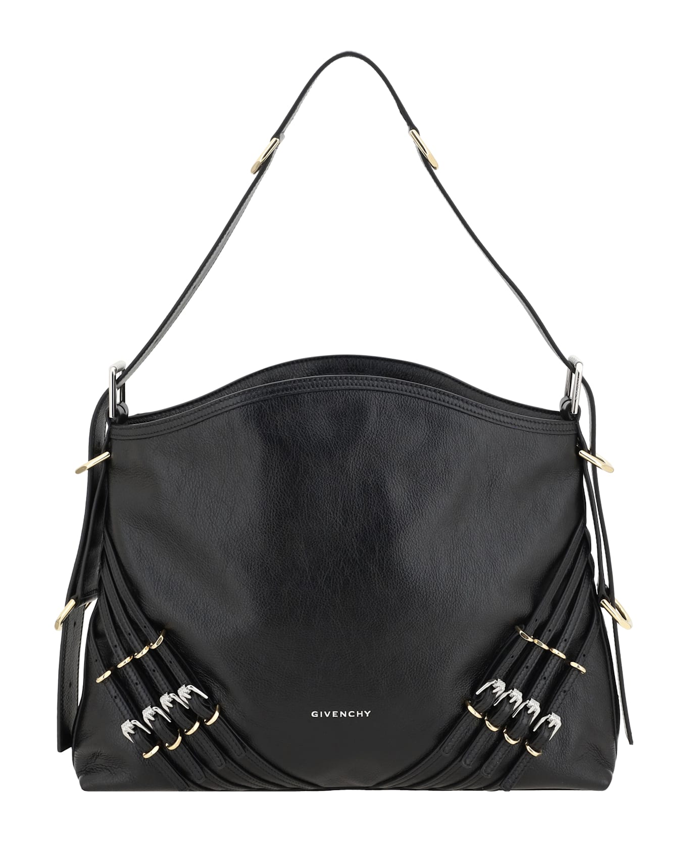 Givenchy Voyou Buckles Shoulder Bag - Black