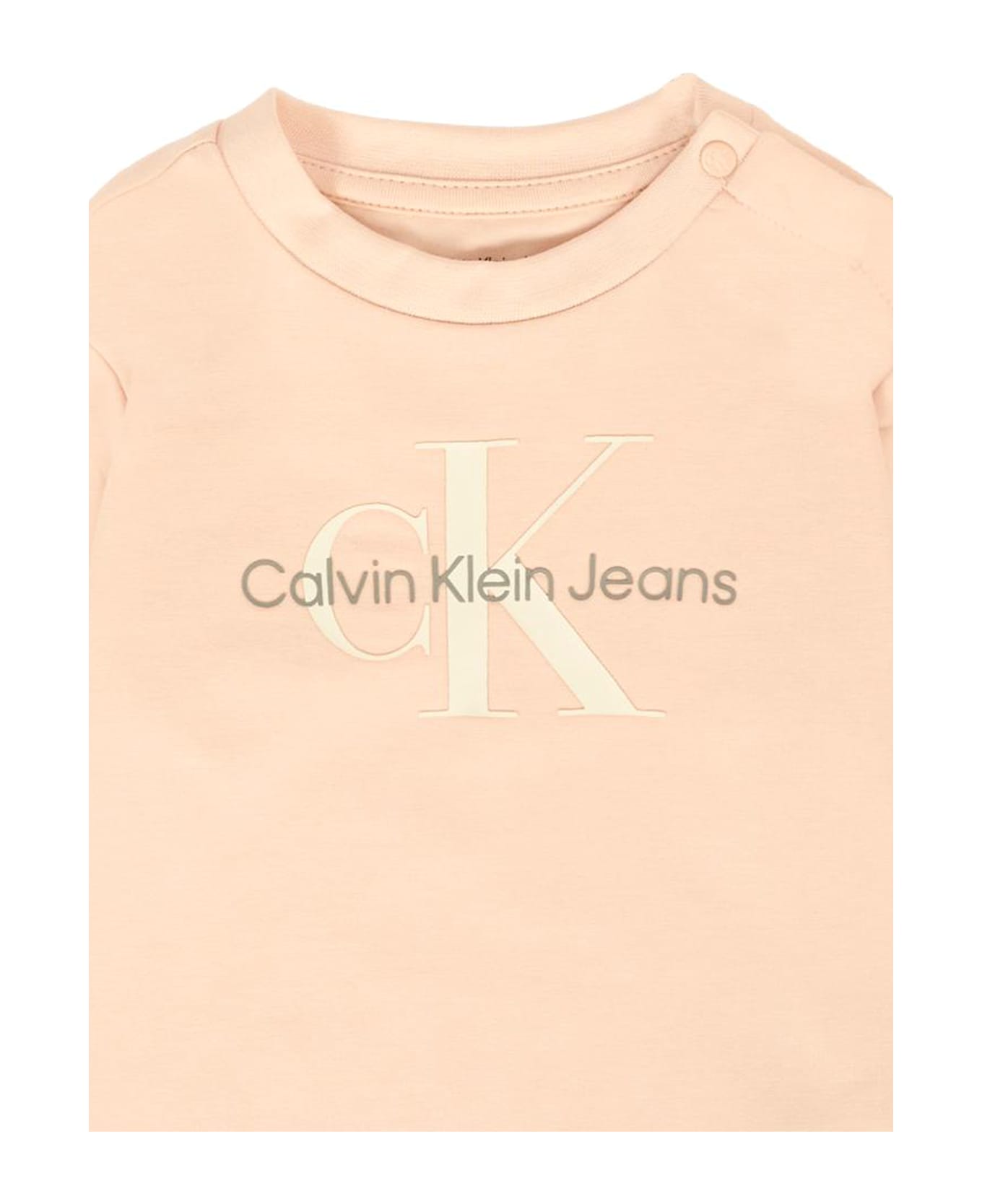 Calvin Klein Pink T-shirt For Baby Girl With Logo - Pink