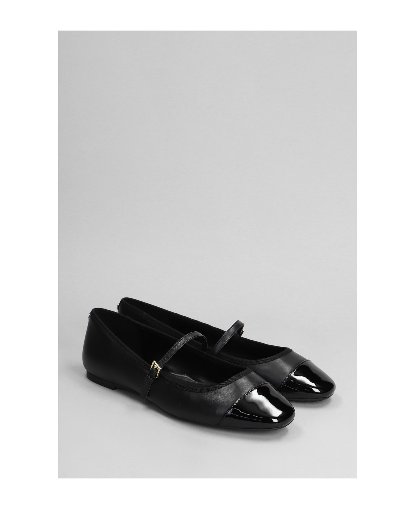 Michael Kors Mae Flex Ballet Flats In Black Leather - black
