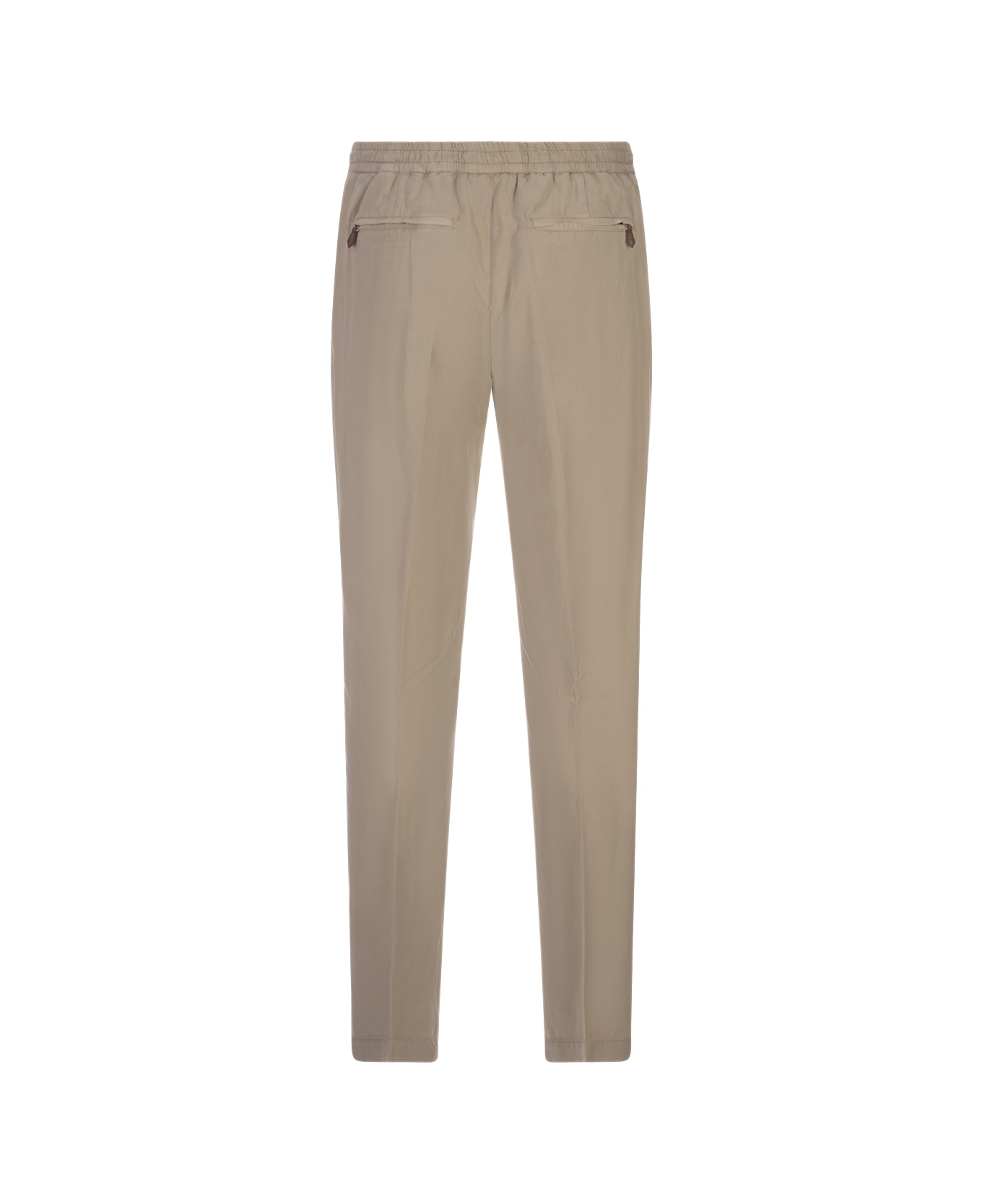 PT01 Beige Linen Blend Soft Fit Trousers - Brown