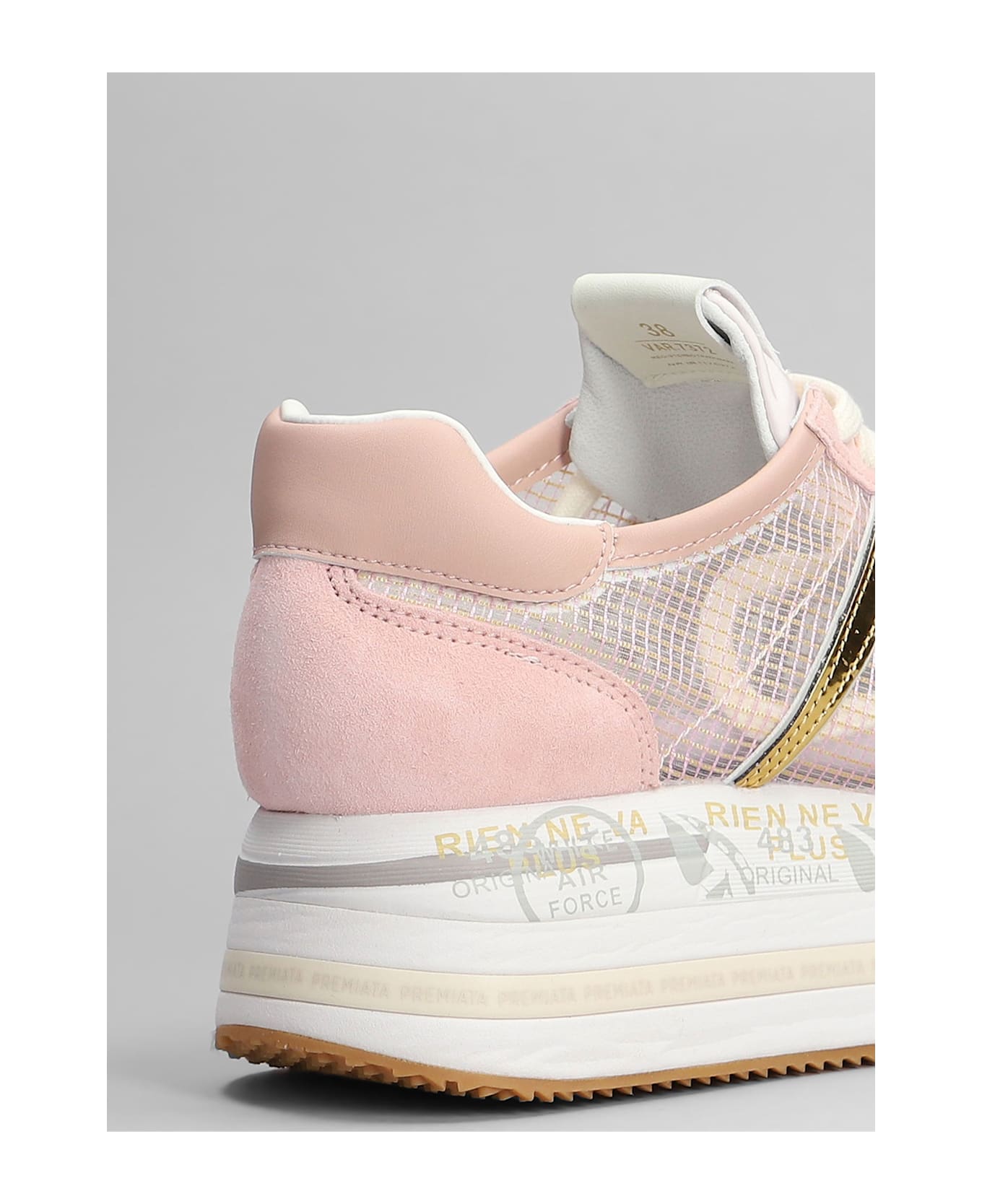 Premiata Beth Sneakers In Rose-pink Suede And Fabric - rose-pink