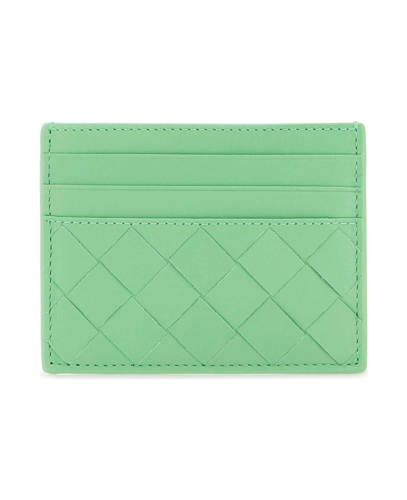 Bottega Veneta Mint Green Leather Card Holder - SIRENMINTGOLDEN