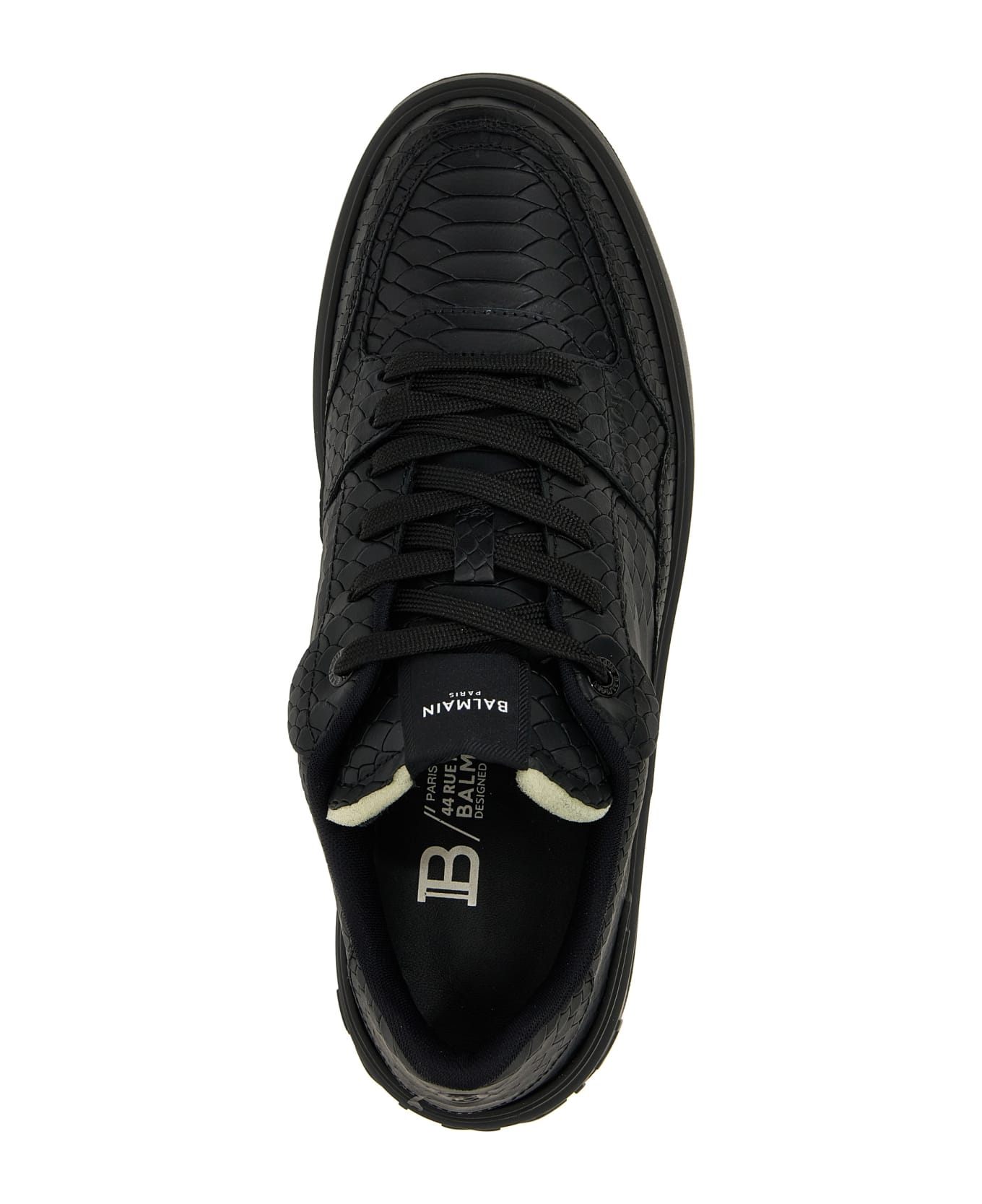 Balmain B-court Leather And Leather Sneakers - Black