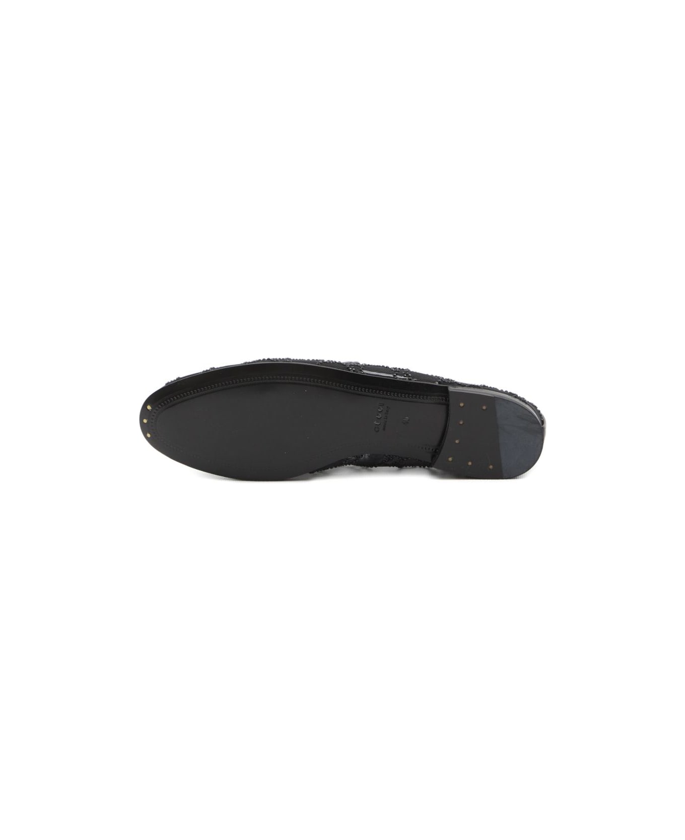 Gucci New Jordaan Gg Crystal Loafers - Black