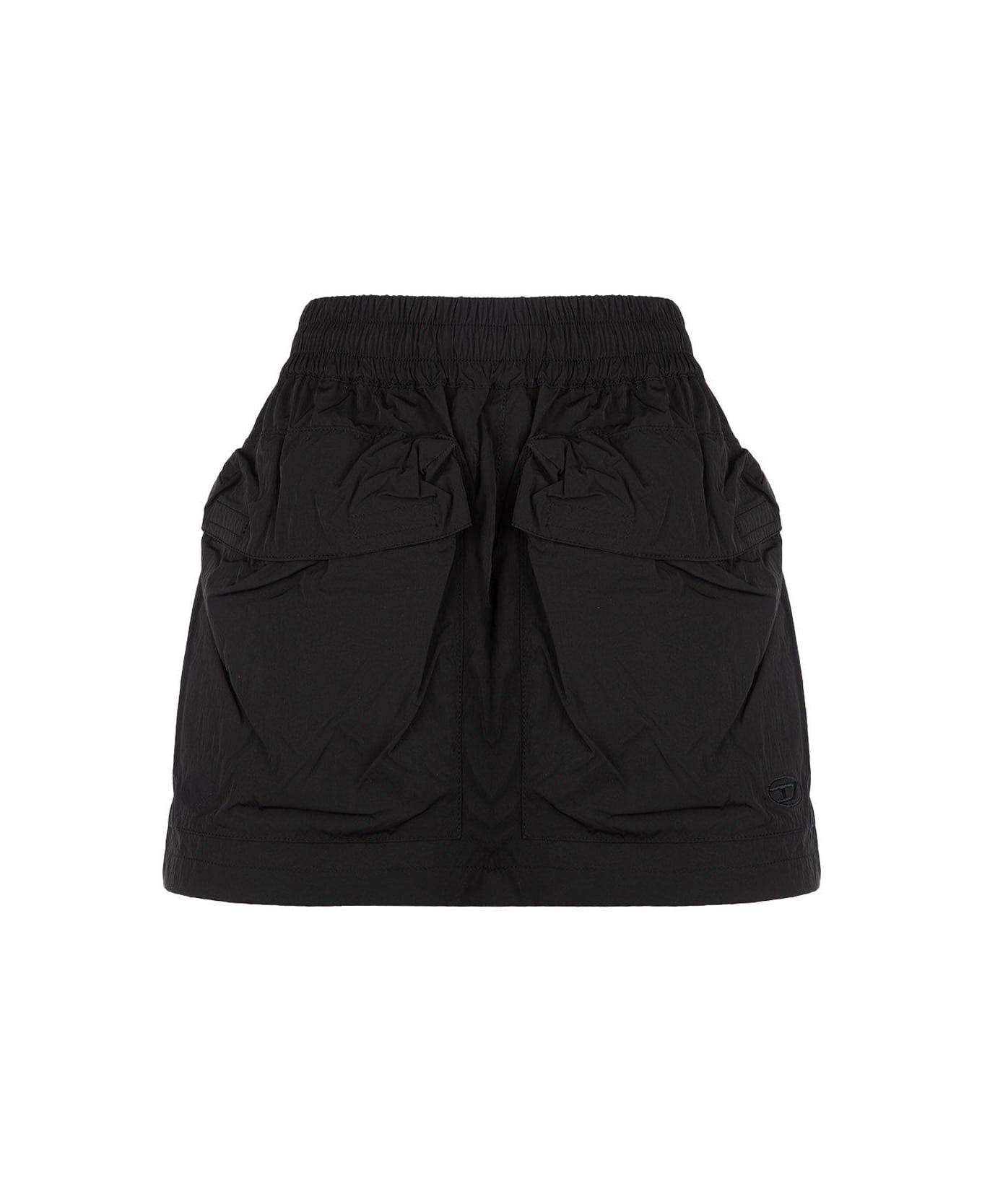 Diesel O-cean Elasticated Waistband Mini Skirt - Nero