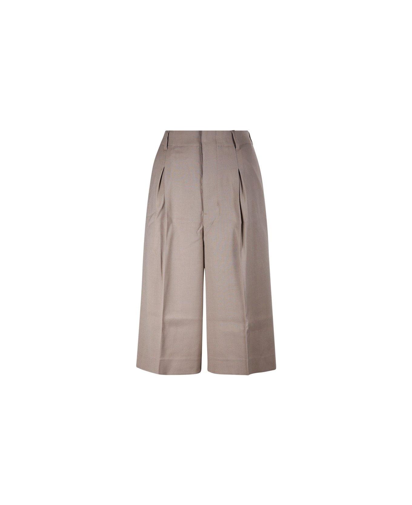 Ami Alexandre Mattiussi Paris Faille High Waisted Knee-length Shorts - LIGHTTAUPE