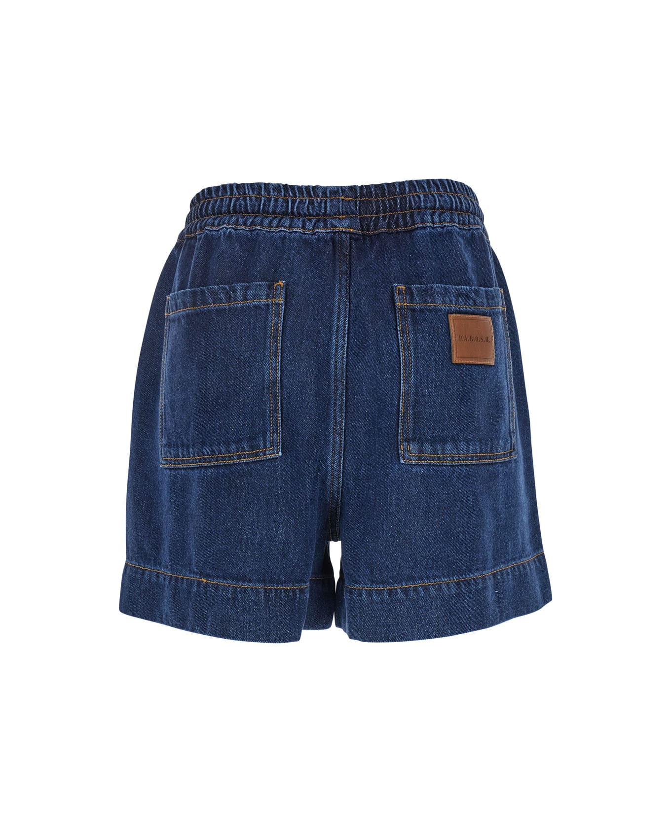 Parosh Shorts With Logo Patch On The Back - Blue