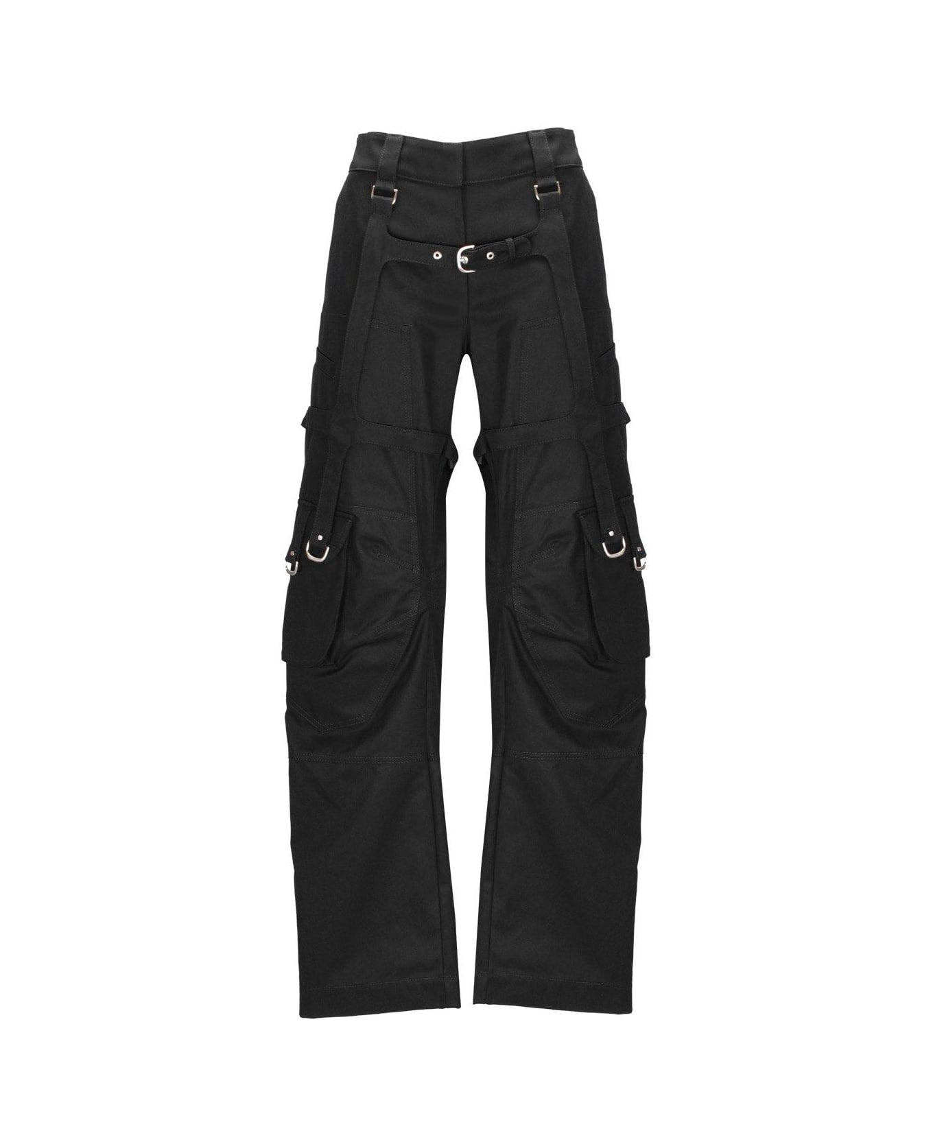 Off-White Buckle Detailed Straight Leg Trousers - Black