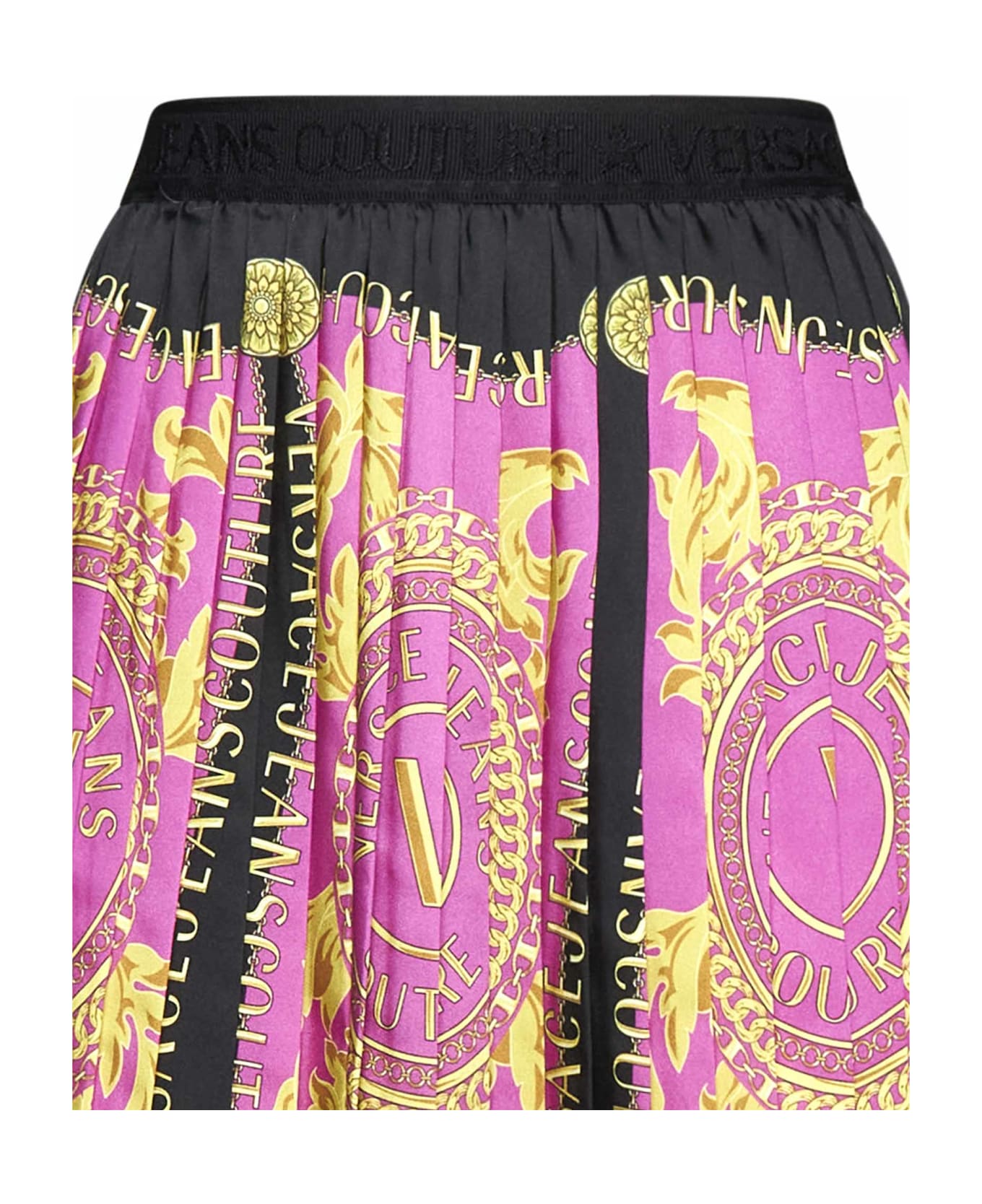 Versace Jeans Couture Logo Couture Pleated Mini Skirt - Fuxia