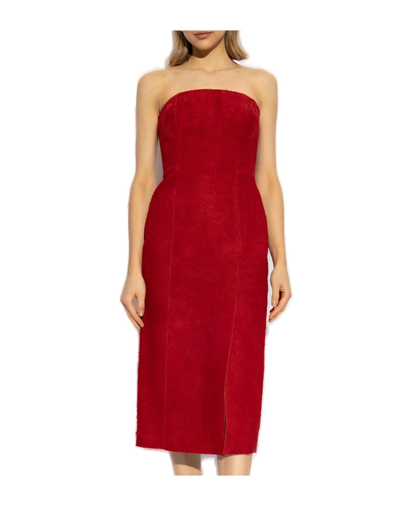 Alexander McQueen Strapless Midi Dress - Red