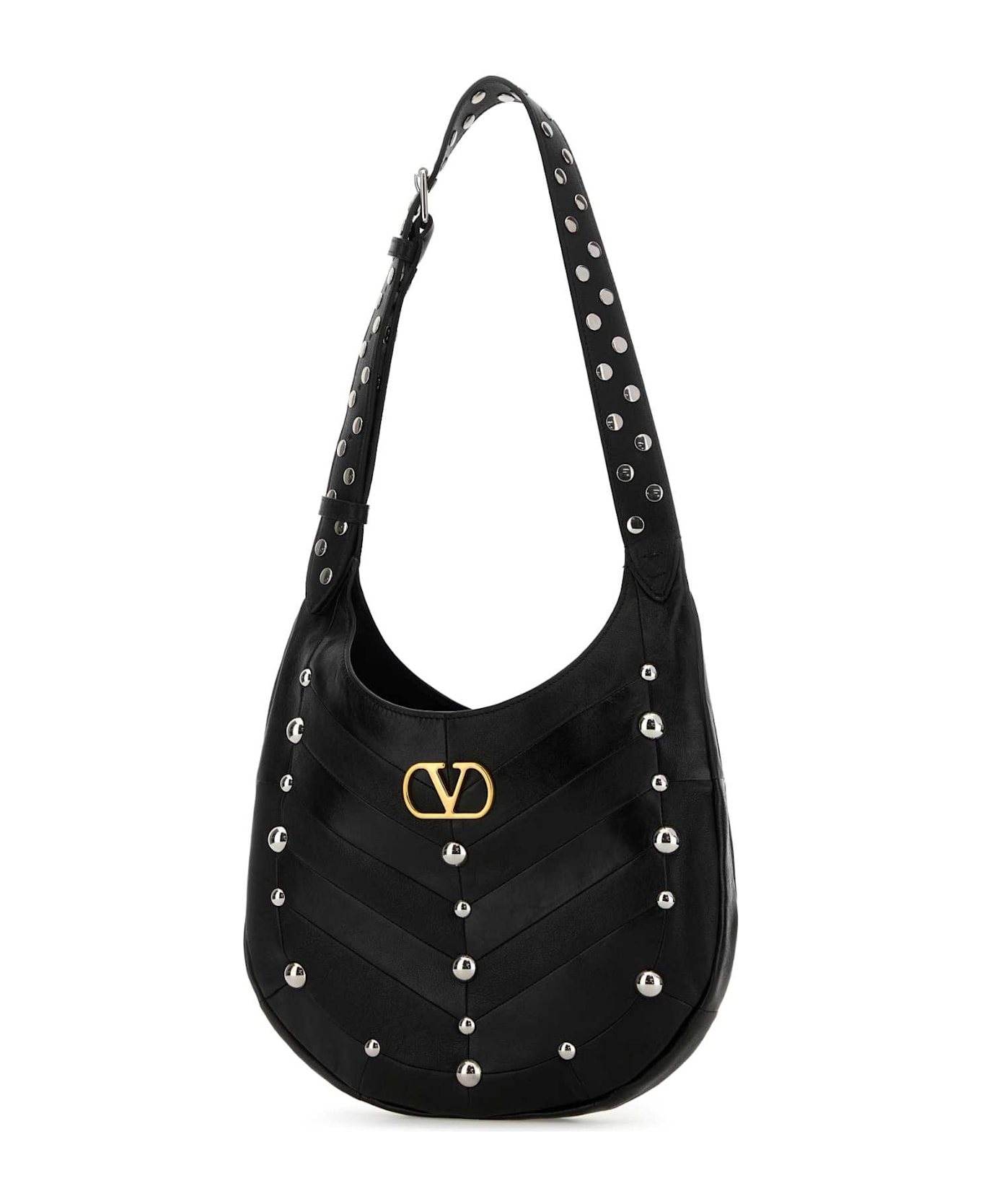 Valentino Garavani Black Leather Vlogo Signature Shoulder Bag - NERO