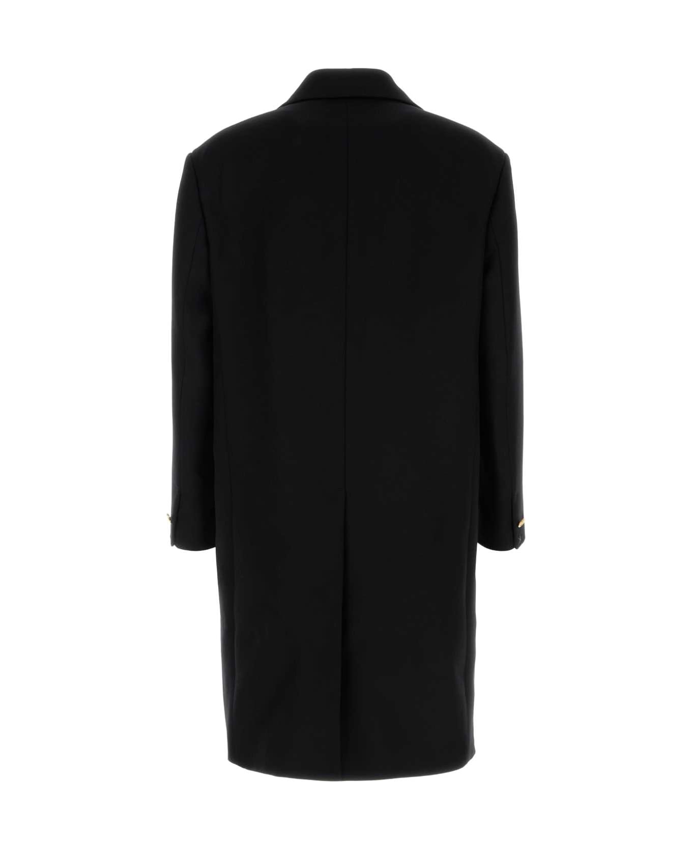 Versace Black Wool Blend Coat - BLACK