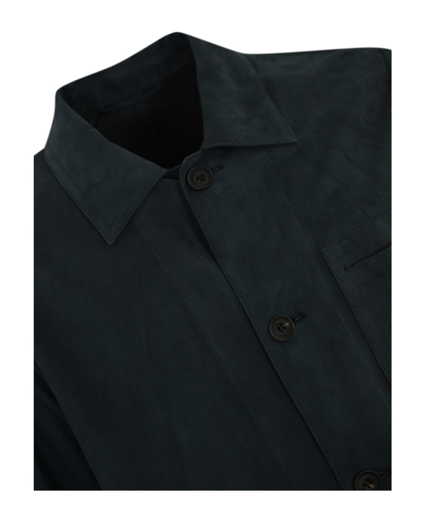 Corneliani Caban Jacket In Suede - Blu