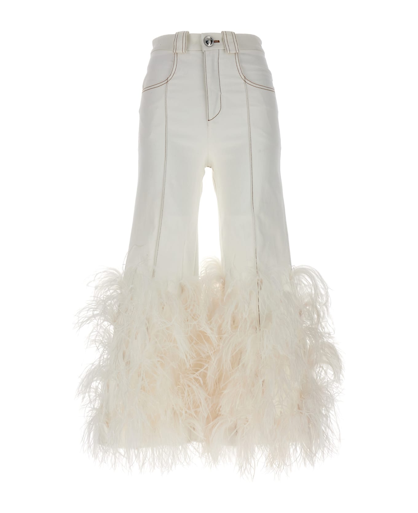 Giambattista Valli Feather Jeans - White