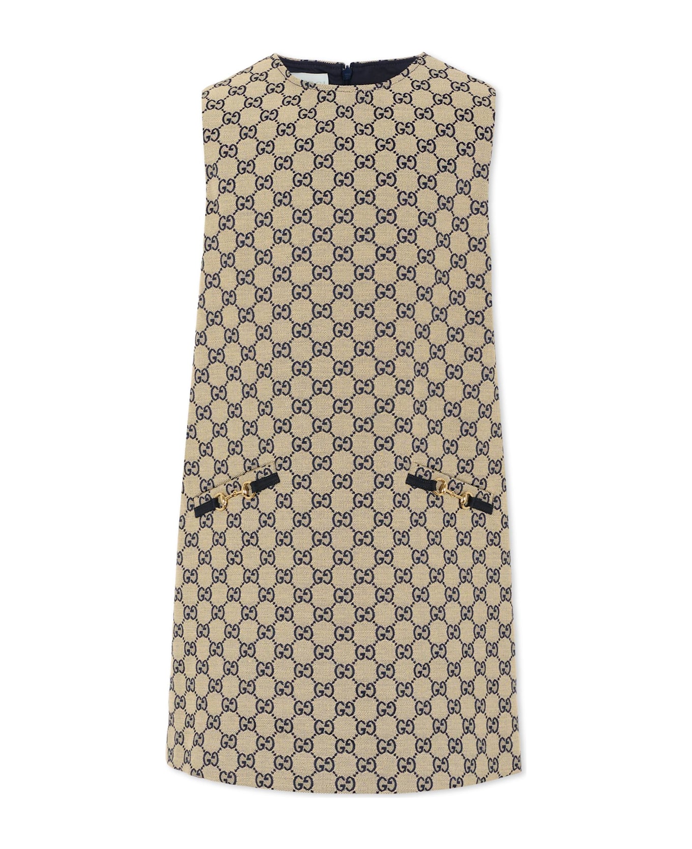 Gucci Beige Dress For Girl With Horsebit - Beige